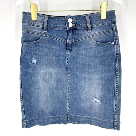 Jag Jeans Denim Pencil Skirt Distressed Blue Size 4 - Picture 1 of 8